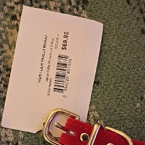 Hustler Hollywood Red 3 Row Rhinestone Choker Nwt Velvet - Picture 2 of 7